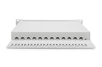 DIGITUS Cat-6A Patchpanel - 12 Ports - RJ45-Buchsen - 10-Zoll Rack-Mount 1HE - LSA Verteilerfeld - Geschirmt - Grau – Ansicht 3