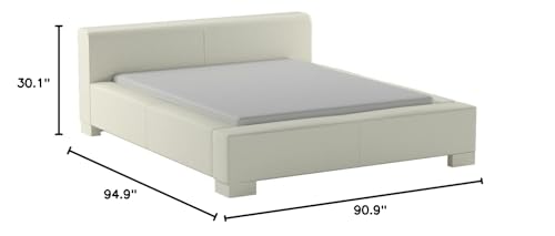 GREATIME Classic Symmetrical Bed, King Size Bed Frame, Color White Upholstered Platform Bed