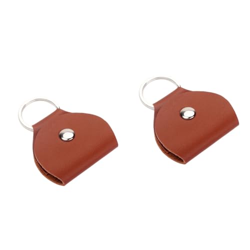 2 Pezzi Borsa Porta Plettro Per Chitarra Portachiavi in ¹¹pelle Pu Compatta Chiaro Per Chitarristi elegante marrone