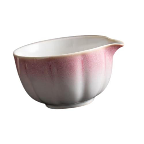 HGZLQKD Porcelain Matcha Bowl 420ml Traditional Tea Ceremony, Pouring Spout Handcrafted Matcha Mixing Bowl for Tea Lovers Beginner, Pink and white