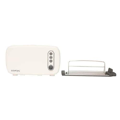 BergHOFF Seren Side Loading Toaster with Cool Touch Exterior and Removable Crumb Tray With Cream Panel use as Serving Tray