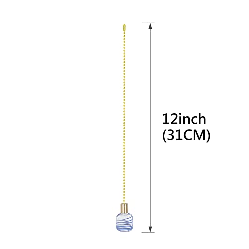 Image of Aspen Creative 20509-32, 12 inch Clear with Blue Grain Glass Knob with Pull Chain in Copper (2 Pack)