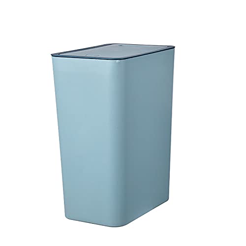 MARMODAY Mülleimer mit Deckel, schmal, Kunststoff, für Zuhause, Büro, Wohnzimmer, Mülleimer mit Deckel, 15 l, Hellblau Cover