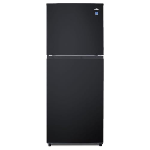 Summit 24' Refrigerator, Refrigerator - Freezer, With Ice Maker, Black- FF1087BIM