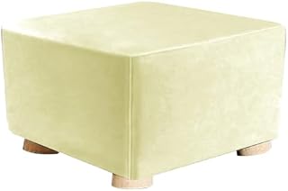 RAPRAP Velvet Footstool Cover for Square, Cube and Rectangle Ottoman, Machine Washable Stretch Ottoman Cover, Soft Comfortable Anti-Slip Pouffe Covers with Elastic Bottom, Grey-M
