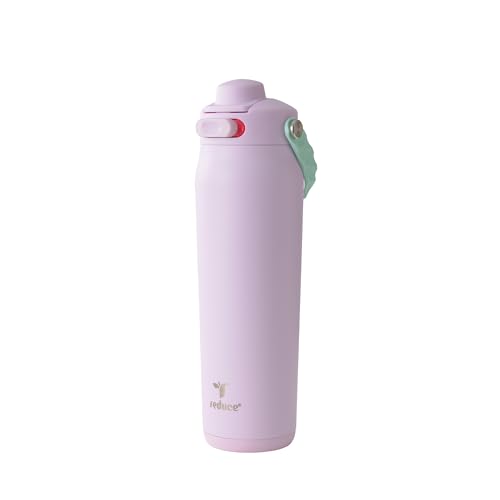 Image of REDUCE Aura Vacuum Insulated 26 oz Water Bottle - Leak-Proof & Chug Spout for Quick Hydration - Keeps Drinks Cold for 30 Hours - Removable Handle for Travel or Gym - Soft Sit Base - Lilac Bud
