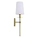 Linea di Liara Torcia Gold Wall Lighting with White Fabric Shade Modern Bathroom Bedroom Wall Lamp and Hallway Wall Light Fixtures Indoor Wall Sconce, UL Listed