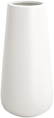 11 Inch Tall Matt White Ceramic Vases for Flowers & Pampas Grass, Classic Rustic Style Decorative Vase for Home Decor Table Centerpieces