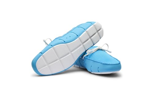 SWIMS Mens Loafers, Braided Lace Shoes for Men, Casual Beach Loafer, Comfortable Summer Shoe, Stylish Lightweight Walking Footwear(Aqua/White,8)4