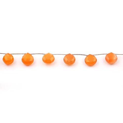 Perles calcédoine orange en cœur briolette 13mm au poli miroir scintillant SB2889