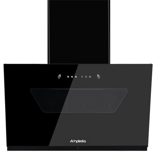 Image of Amplesta CycloneX 90CM Chimney for Kitchen Auto Cleaning 1600 m3 hr LED Touch Copper Motor Wall Mounted Kitchen Chimney for Home Filterless Two Way Suction Touch & Gesture Control (CycloneX-90-FL-HAC)