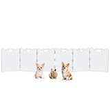 Acrylic Dog Gate for doorways, Clear Free Standing Dog playpen Indoor for Dogs,Guinea Pig,Transparent Foldable Doggy gate for The House, Doorway, Stairs,White Puppy playpen for Home 6 Panel
