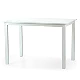 Wickerix Dining Kitchen Rectangular Table Wooden Contemporary Design, White Color