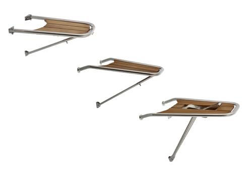 wellenshop Edelstahl Bugspriet 690/750 mm mit & ohne Ankerrolle, Bug-Plattform aus Teakholz & Edelstahl für Boote Größe 690 mm