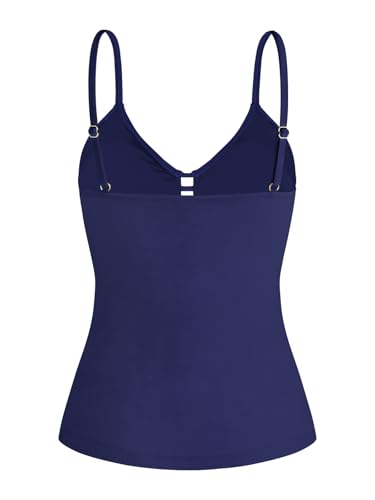 Ocean Blues Women's Retro Tankini Swimsuit Shirring Tummy Control Tankini Top Only2