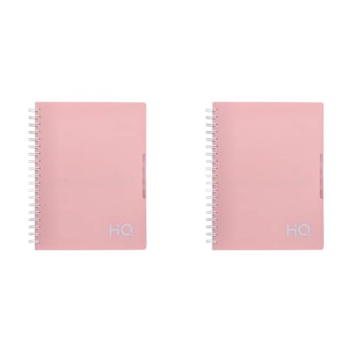 Image of Navneet HQ | Five Subject Spiral Wiro Bound Notebook |17.6x25 cm |Single Line |300 Pages |Salmon Pink (27048) (Pack of 2)