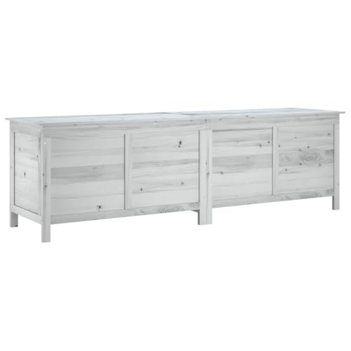 vidaXL Arcón de Jardín, Caja de Almacenaje con Tapa, Baúl para Cojines Alfombras Juguetes, Mueble para Patio, Madera Maciza de Abeto Blanco
