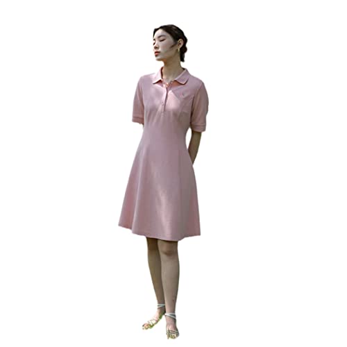Robe mi-longue col polo rose grande taille XXXL broderie cerise Haitpant