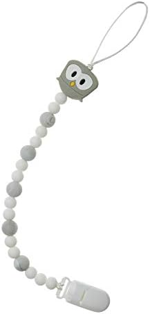 Pacifier Clip Silicone Teether Holder Jojet Teething Beads Baby Shower Gifts Newborn for Girl and Boy Grey …