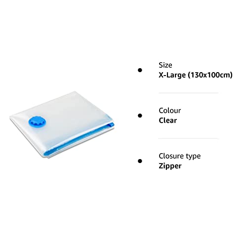 TAHA ® 5 X STRONG VACUUM STORAGE SPACE SAVING BAGS SPACE SAVER VACCUM VACUM BAG (X-Large (130x100cm)), Clear - Image 3