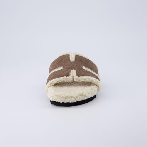 CUSHIONAIRE Cuddle Fur Slippers for Women Faux Shearling Slide Sandal +Memory Foam, Wide Widths Available4