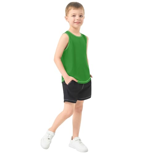 J JOYSAY Green Boys Tank Top Sleeveless Muscle Shirts Quick Dry Active Workout Sport Kids T-Shirts Casual Soft Children Undershirts 6T4