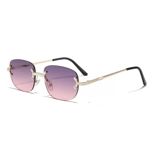 Lunettes de soleil roses femme ovales sans monture pour éviter l'éblouissement UV400