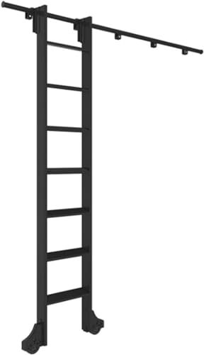 Kit de herrajes para escalera de biblioteca con riel de acero de 200cm 2