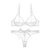 ALDOLA büstenhebe Damen BH mit bügel Bra Panties Set Weiß Damen BH-Sexy BH Mit Bügel Spitze Bauchfrei Crop Tops Bralette für Damen BH durchsichtig Damen (Größe:90D)