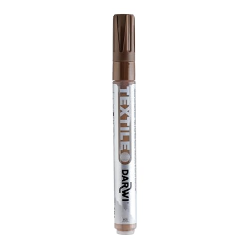 Darwi DA0160013805C - Marcador para tejidos claros y oscuros, acabado opaco, punta de 2 mm, color marrón oscuro, 6 ml, color marrón oscuro, pintura para tejidos