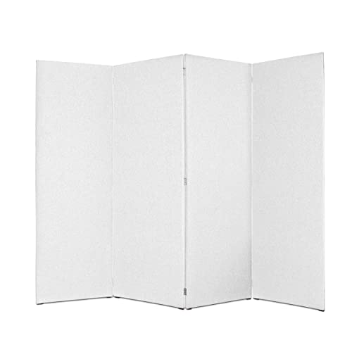 DESHOME - Separe divisorio interno dal design moderno, tessuto idrorepellente struttura in legno 4 ante - Separè divisorio paravento richiudibile pieghevole (Ghiaccio)