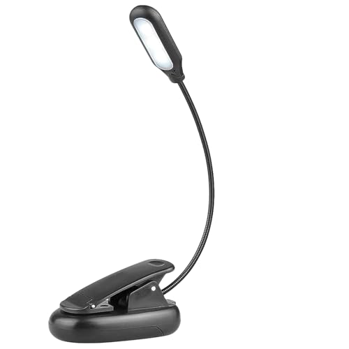 NANGOALA Clip-on Book Light with 5 LED, Portable Reading Lamp with 3 Changeable Color, Desk Bed Light Battery & USB Operated, for Kids, Bookworms & Students