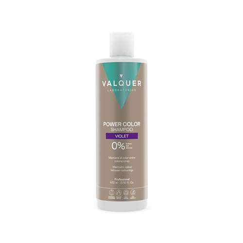 Valquer - Power Color, Champú Vegano Sin Sulfatos - Potenciador de Color, Violeta, 400 ml, Para Cabellos Teñidos