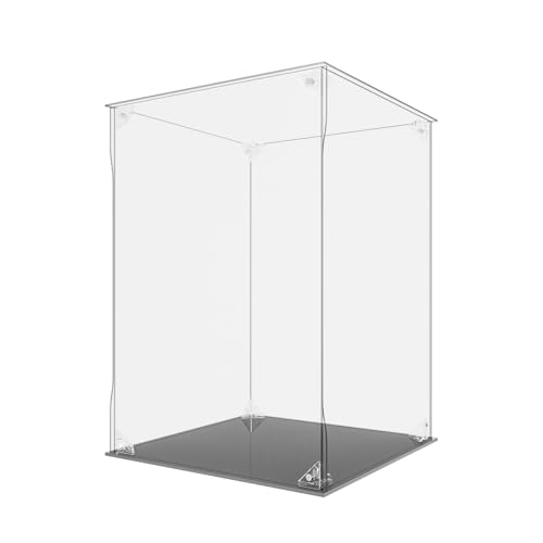 YFYUNDUDU 八番屋 フィギュアケース アクリル フィギュア収納 マグネット式 UVカットおもちゃの収納ボックス 高い透明度 収納ボックス 組み立て式 防汚れ手袋-クリーニングクロス付き フィギュアや小物の保護に最適 大切なコレクションを美しく飾る (幅20 × 奥行20 × 高さ25 cm 台座: 黒)