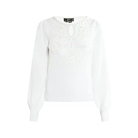 FENIA Women's Beaded Knit Sweater in White Cover