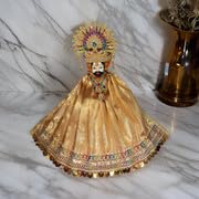 khatu shyam baba gold dress | traditional idol shringar poshak ii gold size = 8 inches (20.32 centimeter)