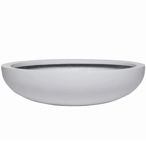 VIVANNO Pflanzschale - Blumenschale Dekoschale Fiberglas weiß - für Innen und Außen 9x34 cm