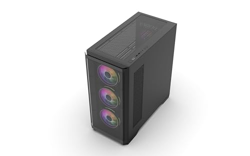 Gabinete Gaming Vida Aquilon Black ARGB con ventana de vidrio, E-ATX, 4 ventiladores ARGB, hub ARGB PWM 6 puertos, frente de malla miniatura 5