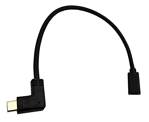 Qaoquda USB 3.1 Type C (USB-C to USB-C) Male to Female Fast Charging Cable, 1Feet/30cm 90 Degree Angled Gold-Plated, for Laptop & Tablet & Mobile Phone(M/F)