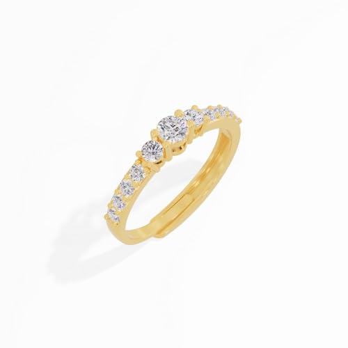 Image of U ARE 925 Sterling Silver 18K Gold and Rose Gold Plated Sparkling Three-Stone Ring | Gift for Women and Girls | With Certificate of Authenticity and 925 Stamp