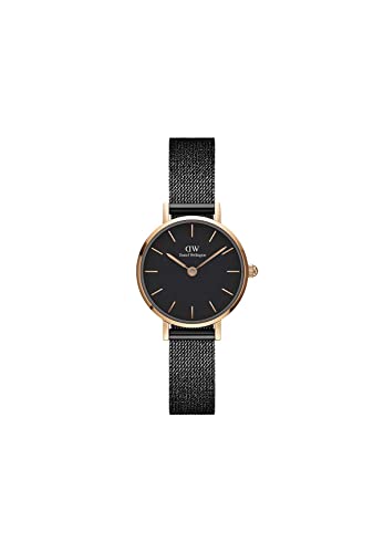 Image of Daniel Wellington Petite Analog Watch for Women with Black Round Dial & Black Stainless Steel Bracelet Band Water Resistant Women's Wrist Watches - DW00100441
