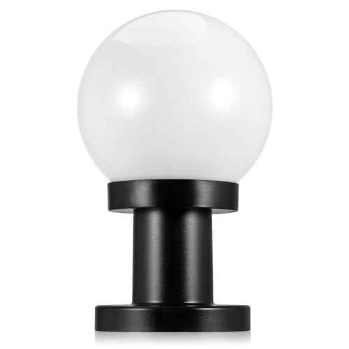 MUCKLILY Farola de Exterior para Jardín Pantalla Acrílica Redonda de 15 CM y Base Luminaria Resistente a Impactos Compatible Luces Solares Decoración para Postes de Luz y Iluminación