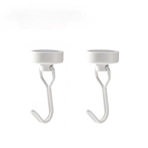 Copfeu Strong Magnetic Hooks for Hanging. Up to 8.8 lbs. Set of 2Pack Silvery Black White Magnet Hooks Heavy Duty Magnets Rotating Swivel Style Magnet Hook for Refrigerator, Locker etc (White)