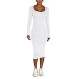?? Design elegante con scollo a U: il vestito aderente da donna presenta una lusinghiera scollatura a U che esalta il fascino femminile per le occasioni di festa.