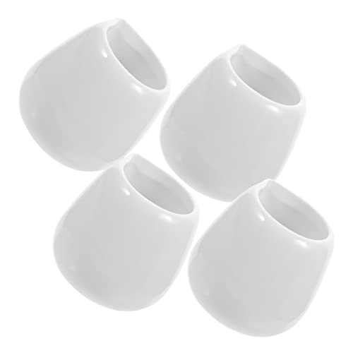 HEALLILY Ceramic Sauce Cup Set 4pcs Mini Milk Cup with Spout Gravy Boat for Tea Dinner and Gatherings