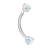 Mesnt Piercing de nariz de titanio, 1 piercing de nariz con rosca interna con ágata de ópalo, 1.2x10mmx5mm, Metal, Ópalo