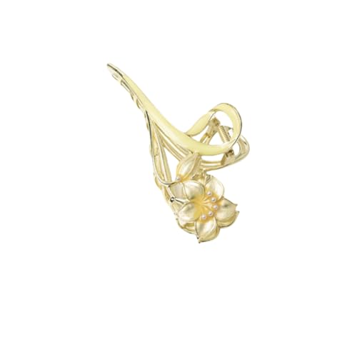 Pince à cheveux fleur de lys jaune clair grand format pour coiffure femme