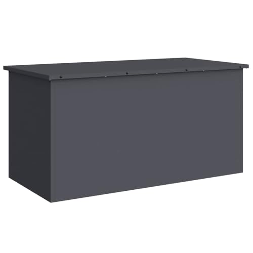 vidaXL Outdoor Storage Box with Storage Anthracite 100 x 50.5 x 50 cm, Garden and Terrace Storage Solution, Durable Outdoor Cabinet, Weatherproof Industrial Organizer, Rectangular Steel Box