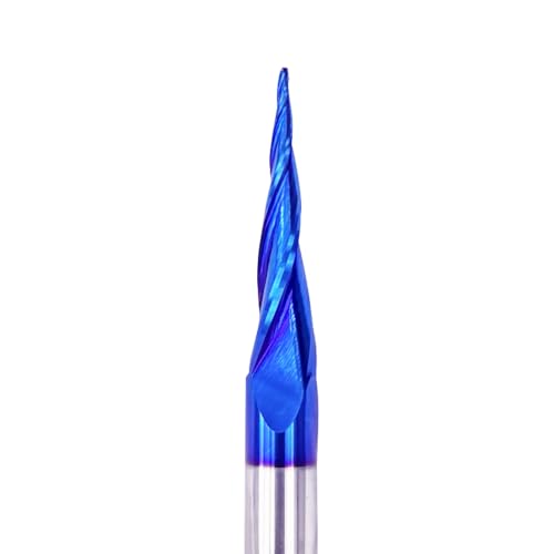 Image of 2PCS Tapered Ball Nose End Mills 1 /4 inch Shank, 1 /32 inch Cutting Diameter, 6.2 Degree, Solid Carbide CNC Router Bits wiith Nano Coated for 2D /3D Milling Engraving Carving BRB362