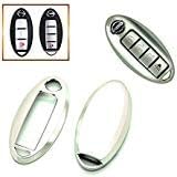 Smart Remote Key Fob Case Cover Shell 3 4 5 Buttons Gloss/Fros Metallic Painted PlasticKey Cover For NISSAN (Matte Silver)